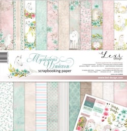 11 papiers imprimés scrapbooking 30 x 30 cm Lexi Design MYSTERIOUS UNICORN
