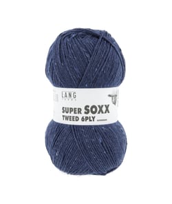 Pelote à tricoter SUPER SOXX TWEED 6 fils - 150 Gr - Lang Yarns : La laine robuste, chaude et élégante 0006 Bleu