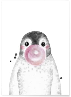 Affiche 'Bulle de Pingouin Rose' | A3 : 29,7x42cm