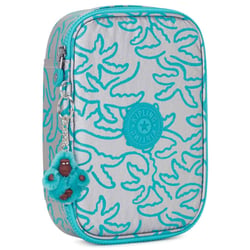 Trousse rectangulaire Kipling 100 Pens 21 CM Haut de Gamme Metallic Palm