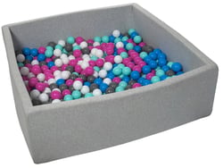 Piscine à balles pour enfant, 20x120 cm, Aire de jeu + 600 balles blanc, bleu, rose, gris, turquoise - Velinda