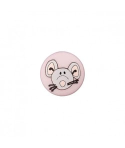 Carte de 3 boutons Souris à queue 12mm - Union Knopf Rose (ROSE CLAIR)