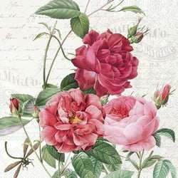 Lot de 4 serviettes en papier découpage collage 33 cm FLEUR ROSE F 103
