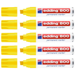 Lot de 5 marqueurs permanents EDDING 800 corps aluminium jaune pointe biseautée 4-12 mm