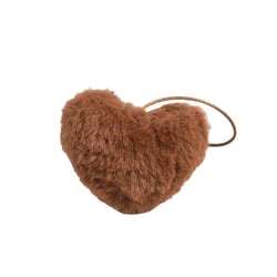 Pompon fourrure artificielle cœur 45x 65mm marron caramel