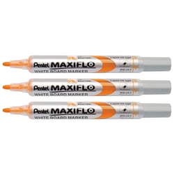 Lot de 3 marqueurs tableaux blancs effaçables - PENTEL - Pointe conique 4,0 mm - Orange - MAXIFLO