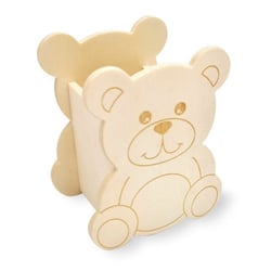 Pot crayons en bois forme ourson 9,2 x 11,4 x 7 cm