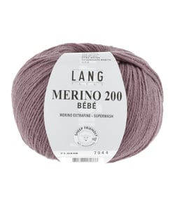 Pelote de laine à tricoter pour layette MERINO 200 BEBE - Lang Yarns 448 Violet