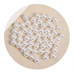 30 PERLES SANS TROU Rondes acrylique Blanc Nacré 12 mm - Non Percée - Creation Diy