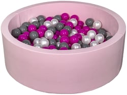 Piscine à balles Aire de jeu + 200 balles rose perle, rose, gris - Velinda