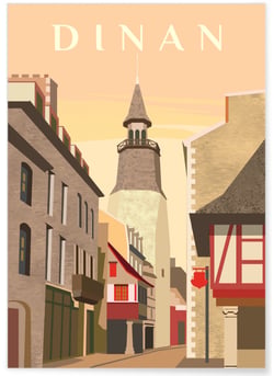Affiche ville Dinan | A3 : 29,7x42cm