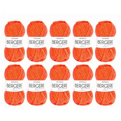 10 pelotes de laine - Carotte - 100% acrylique - Bergère de France - Barisienne