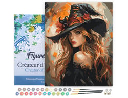 Peinture par Numéro Figured'Art avec Cadre - La jolie Sorcière - Kit de Loisir Créatif DIY Numéro d'Art Complet - 40x50cm toile tendue sur châssis