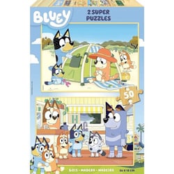 2 puzzles en bois bluey : journee detente 2 x 50 pieces - dessin anime - educa - 19408