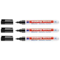 Lot de 3 marqueurs textiles permanents pointe ronde 1 mm - EDDING - Noir - 8040