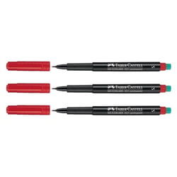 Lot de 3 marqueurs permanents S pointe baguée métal 0,4 mm - FABER-CASTELL - Rouge - MULTIMARK