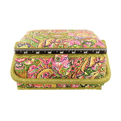 Boîte à couture 20x20x11cm imprimé rose et vert