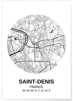 Affiche Carte Saint-Denis | A3 : 29,7x42cm