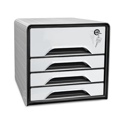 Bloc de classement 4 tiroirs Smoove Secure Blanc et noir - CEP