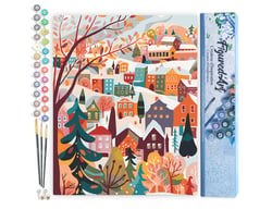 Peinture par Numéro Figured'Art - Village Hivernal Coloré - Kit de Loisir Créatif DIY Numéro d'Art Complet - 40x50cm sans châssis en bois