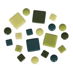 Mélange Tesselles, Teintes vertes, 1x1cm + 2x2cm + ø12cm, Sceau 500g