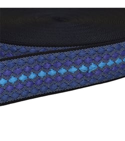 Bobine 14,5m sangle losanges multicolores 38mm bleu roi