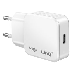 LinQ Chargeur Secteur Universel USB-C 30W Power Delivery Charge Ultra Rapide Blanc