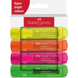 Surligneurs - Couleurs fluo - Vert, rose, orange, jaune - Pointe biseautée - Faber-Castell
