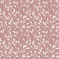 Tissu Popeline de Coton Elise Végétal délicat sur fond Vieux rose