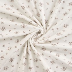 Tissu Jersey Coton Bord côte Fleuris sur fond Blanc cassé