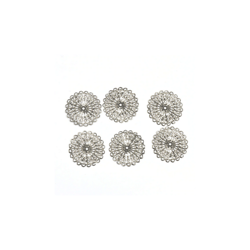 5 embellissements en métal argenté ronds