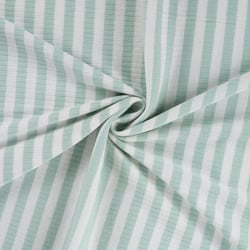 Tissu Jersey Coton Côtelé rayé Vert menthe