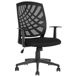 Fauteuil de Bureau Noir en Maille Polyester Pivotant pour Ordinateur à Hauteur Réglable Home Office