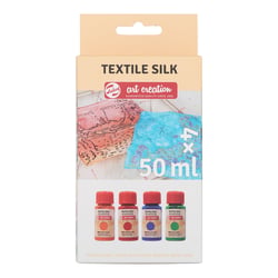 Set de 4 flacons de 50 ml - Peinture textile Talens Art Creation Soie - Base - Pour tissus clairs.