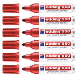 Lot de 6 marqueurs permanents - EDDING - Rouge - Pointe large 3-4 mm - Corps aluminium