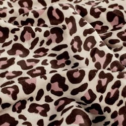 Tissu Jersey Velours tout doux Isara léopard Brun et Rose sur fond Beige
