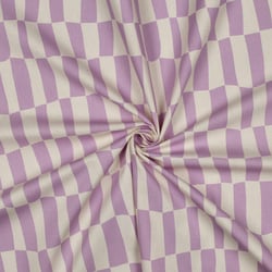 Tissu Popeline de Coton Bio Jennifer Bouron carreaux Lavande sur fond Naturel