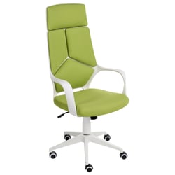 Chaise de Bureau Vert Citron en Tissu Polyester Hauteur Réglable Pivotante Dossier Inclinable