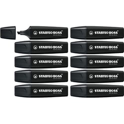 Lot de 10 marqueurs - STABILO - BOSS ORIGINAL Marker - Noir - Pointe biseautée