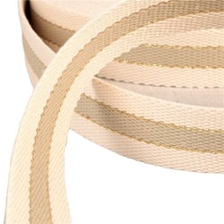 Sangle 3 bandes fil métal 100 % coton 30mm taupe au mètre