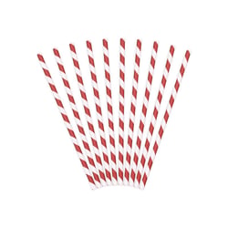 10 Pailles Papier Rayées Rouge/Blanc