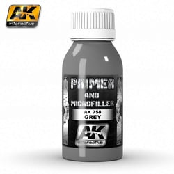 Flacon 100 ml - Peinture pour maquette AK Interactive Primer Microfiller - Gris AK758 - Extra-fine