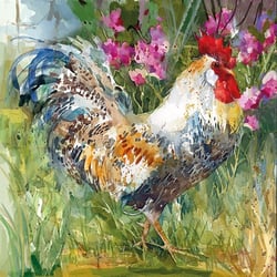 Lot de 4 serviettes en papier découpage collage 33 cm COQ JARDIN A 317