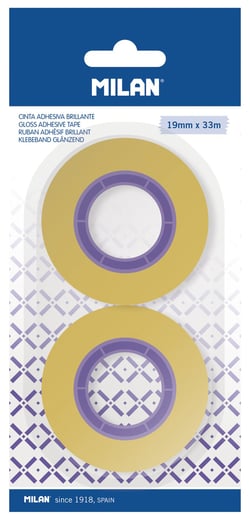 Blister 2 rubans adhésifs jaune transparent 19 mm x 33 m