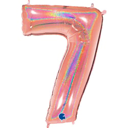 Ballon Géant Chiffre 7 Holographique Rose Gold (102 cm)