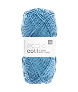 Pelotes de fil à tricoter CREATIVE COTTON ARAN de Rico Design - Laissez libre cours à votre créativité avec douceur et style ! 55 Bleu
