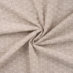 Tissu Gaze de Coton Fleurs brodées sur fond Beige sable