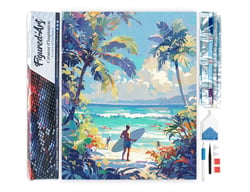 Diamond Painting Broderie Diamant Figured’Art 40x50cm toile entière roulée avec diamants carrés - Journée ensoleillée à la plage
