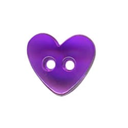 Lot de 6 boutons Coeur translucide couleur Mauvre 9mm
