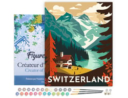 Peinture par Numéro Figured'Art avec Cadre - Affiche Vintage Berne - Kit de Loisir Créatif DIY Numéro d'Art Complet - 40x50cm toile tendue sur châssis